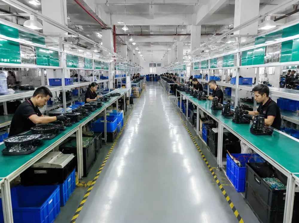 Vefey 16,700 square meter production floor with six parallel assembly lines for LED stage lighting fixtures
