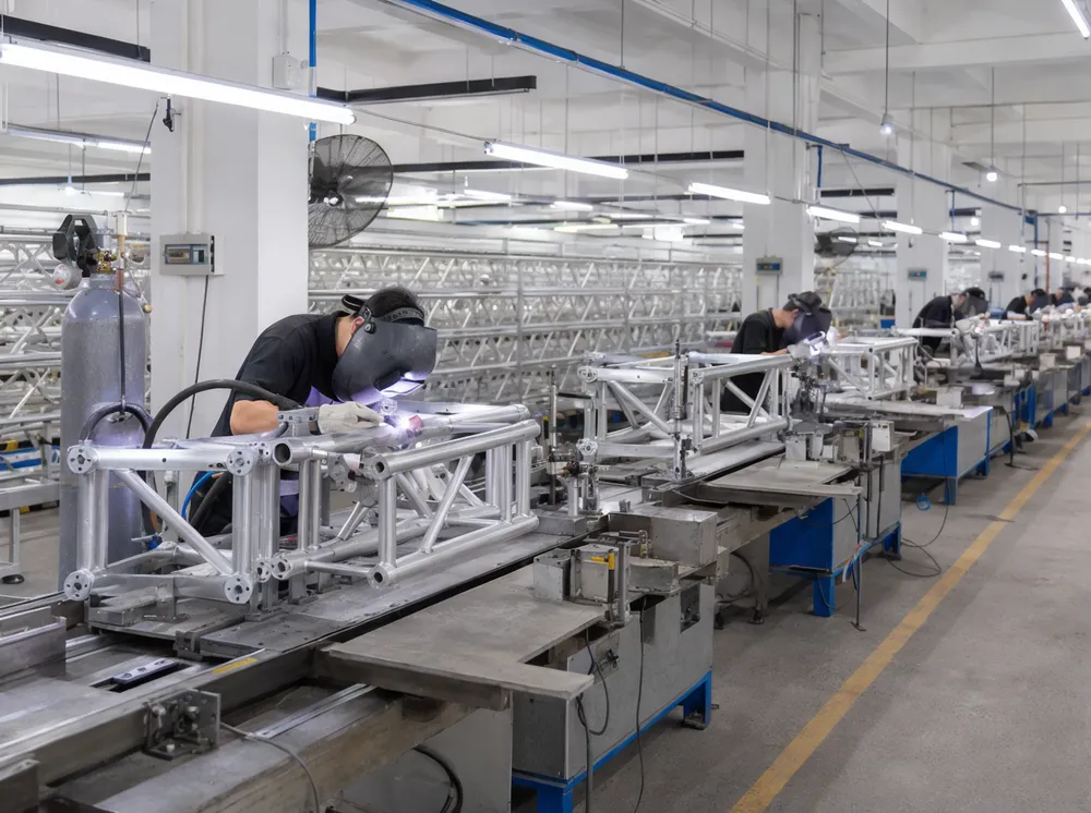 TIG welding production line for aluminum truss manufacturing at Vefey factory