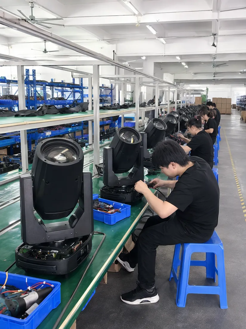 Vefey factory production line assembling moving DJ lights