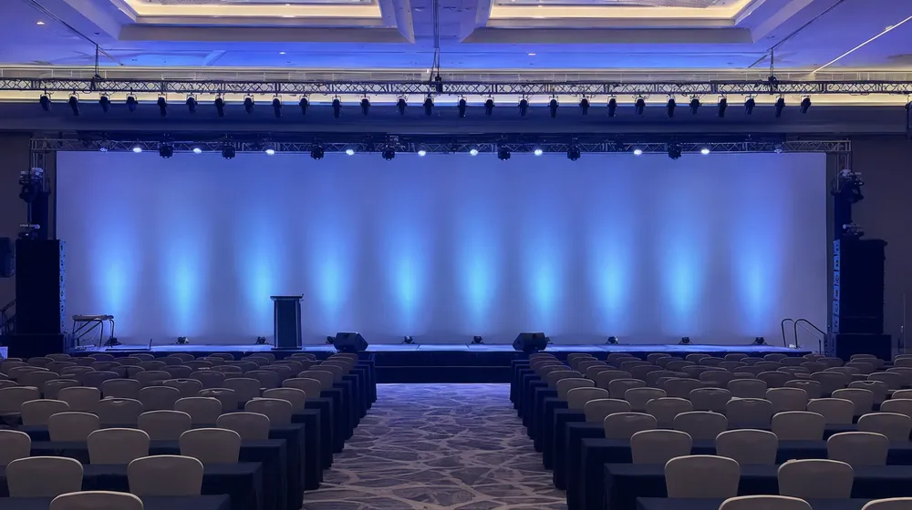 Multi-purpose hall with dance stage lighting installed for school and corporate event use