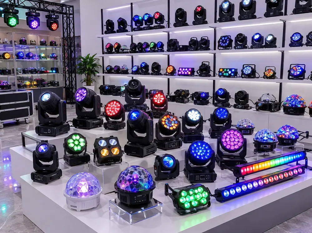 Vefey factory showroom with party DJ lights ready for sample evaluation
