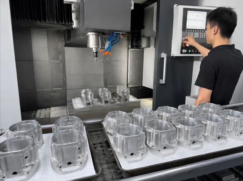 CNC machining aluminum housings for stage lighting fixtures at Vefey factory