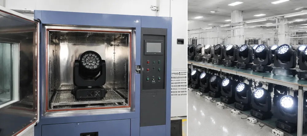 Vefey thermal chamber and production line quality testing for stage lighting fixtures