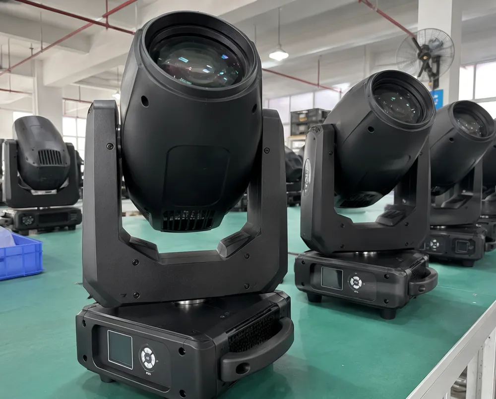 Vefey moving head stage lighting spotlight — full DMX controlled LED fixture with motorized pan/tilt